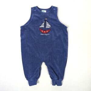 Vintage Baby Bgosh Romper Boys Size 6-9m Terry Sailboat Jumpsuit